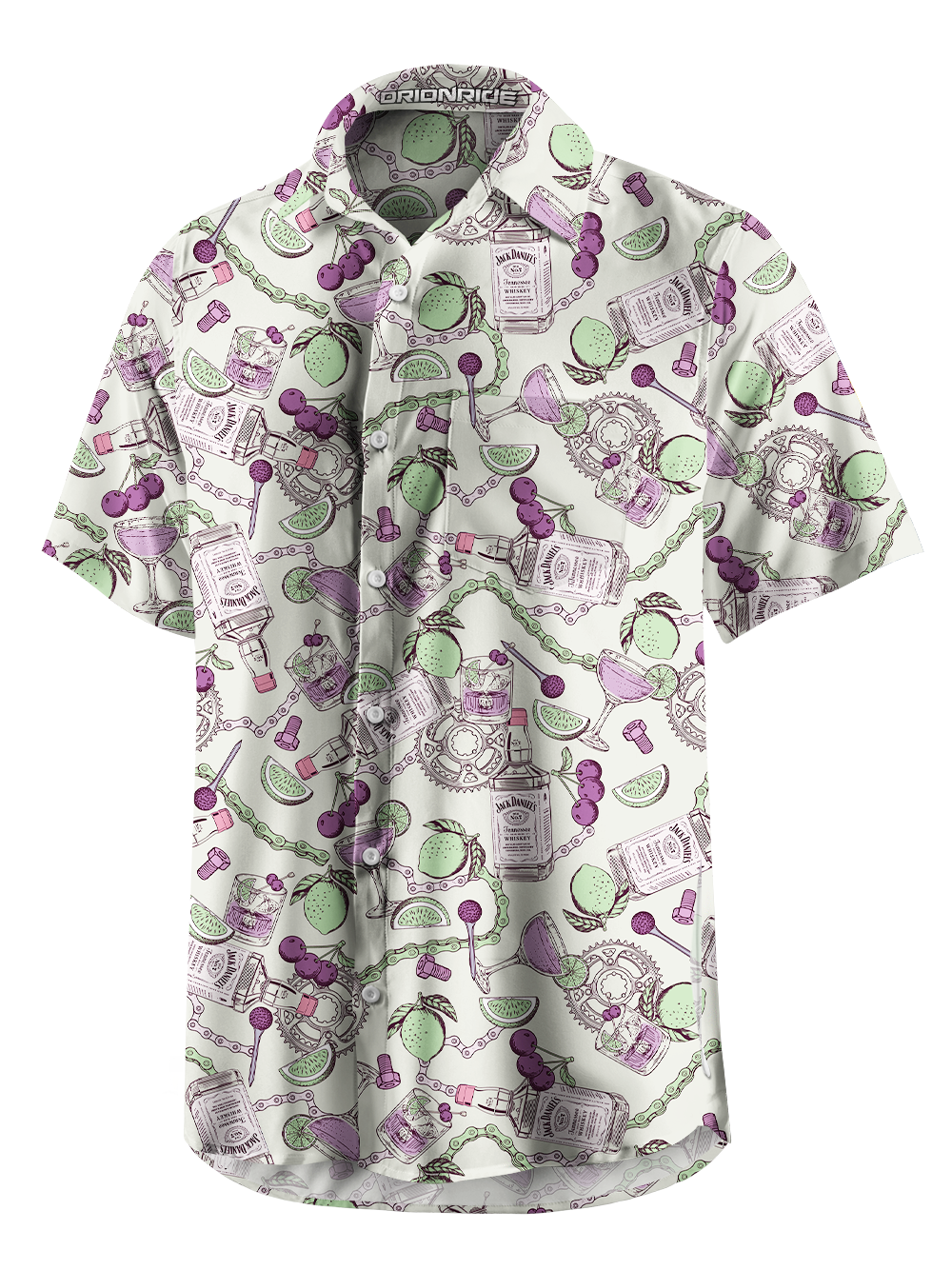Orionride Lime Cocktail Zipper Pockets Ultra Lightweight Short Sleeves Gravel Shirt