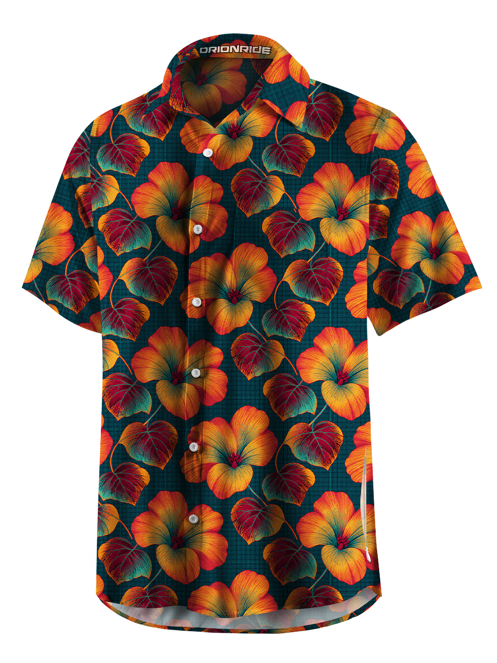 Orionride Fiery Hibiscus Zipper Pockets Ultra Lightweight Short Sleeves Gravel Shirt