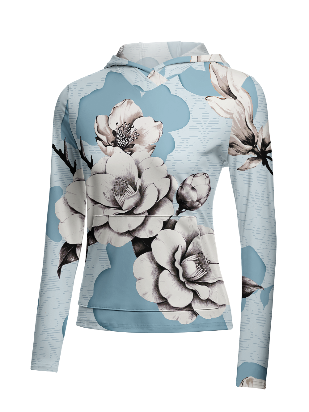 Orionride Porcelain Bloom Women's Long Sleeve Cycling Hoodie Shirt