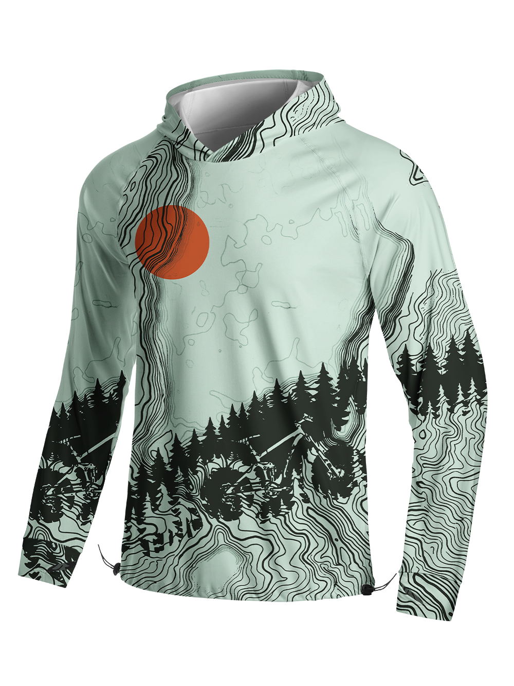 Orionride Sunrise Contour Lines Long Sleeve Cycling Hoodie Shirt