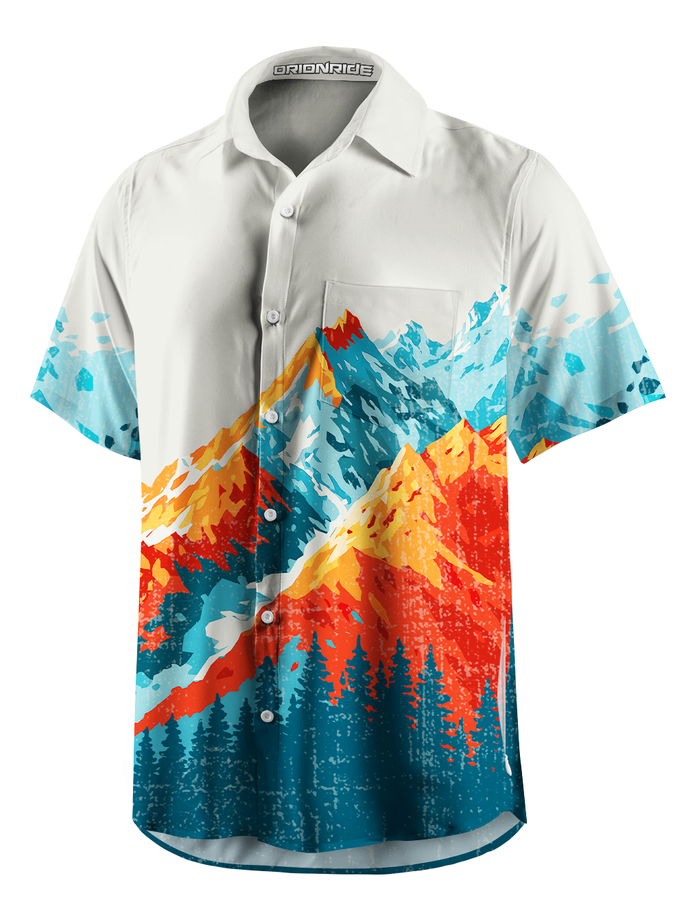 Orionride Painted Peaks Zipper Pockets Ultra Lightweight Short Sleeves Gravel Shirt