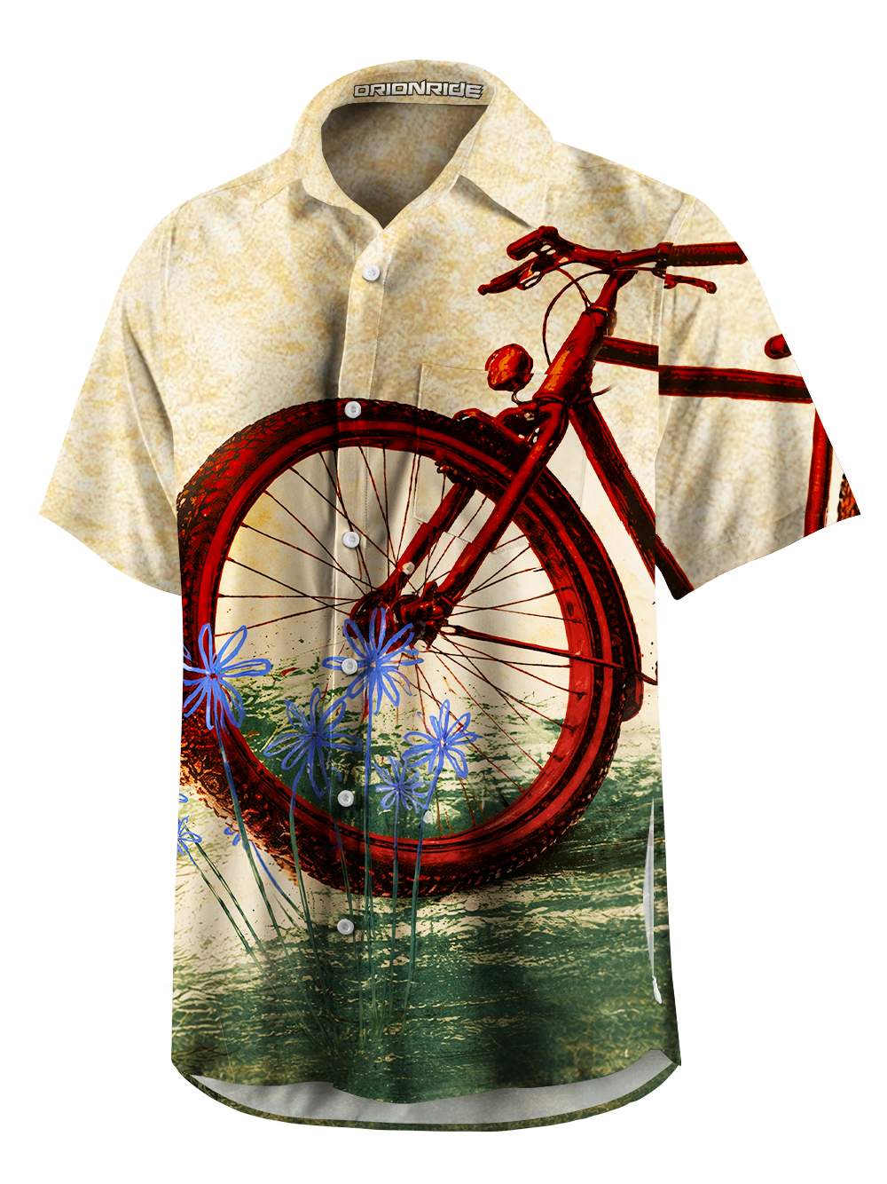 Orionride Bicycles On The Roadside Zipper Pockets Ultra Lightweight Short Sleeves Gravel Shirt