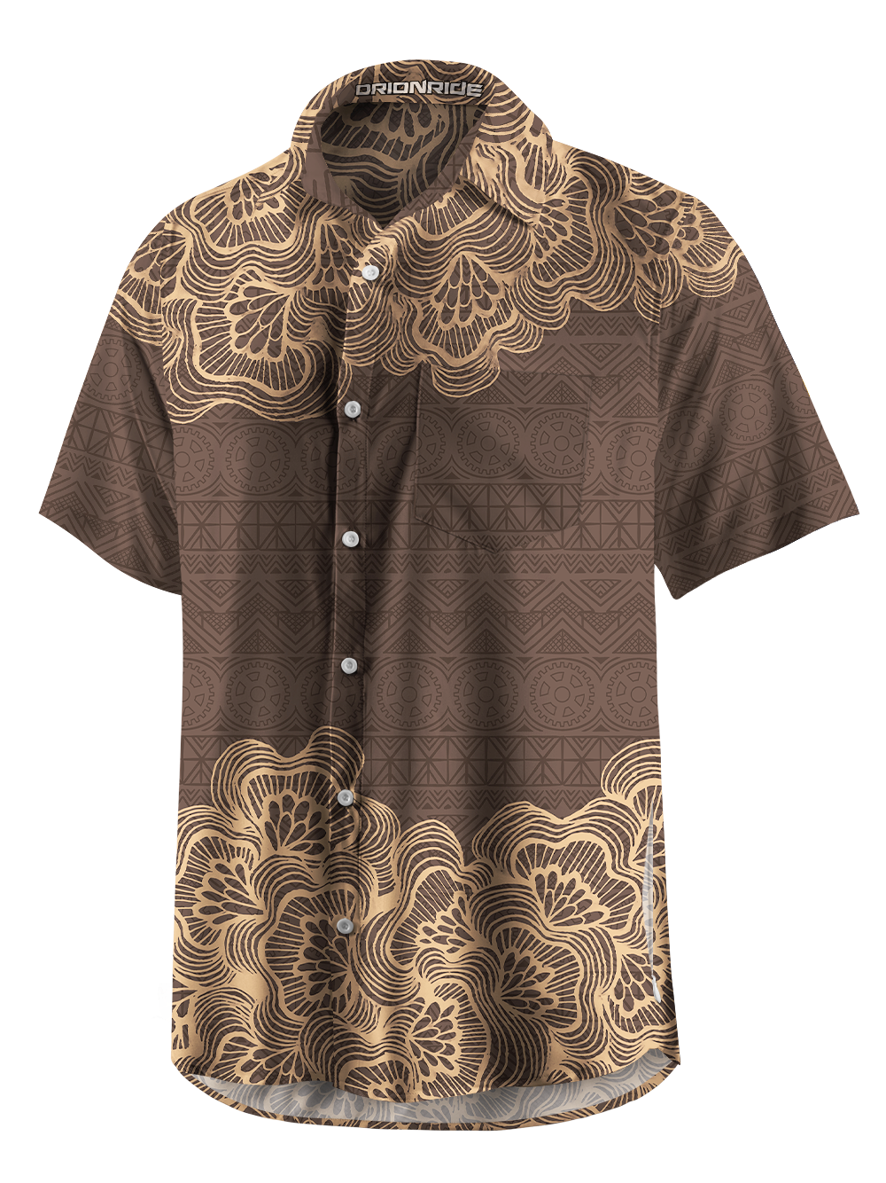 Orionride Floral Shadow Pattern Zipper Pockets Ultra Lightweight Short Sleeves Gravel Shirt
