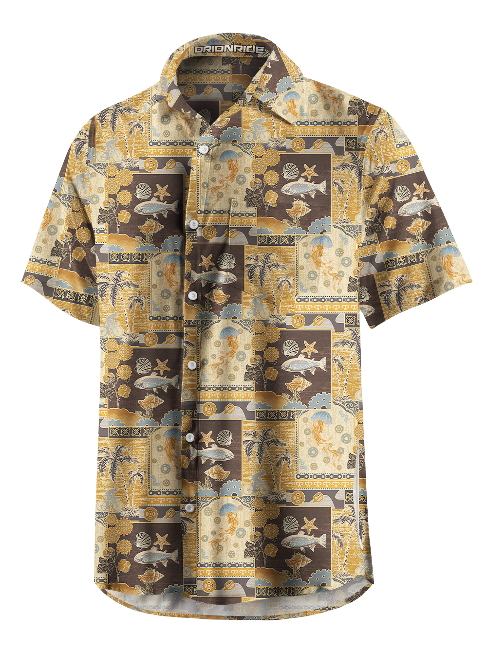 Orionride Ocean Mural Zipper Pockets Ultra Lightweight Short Sleeves Gravel Shirt