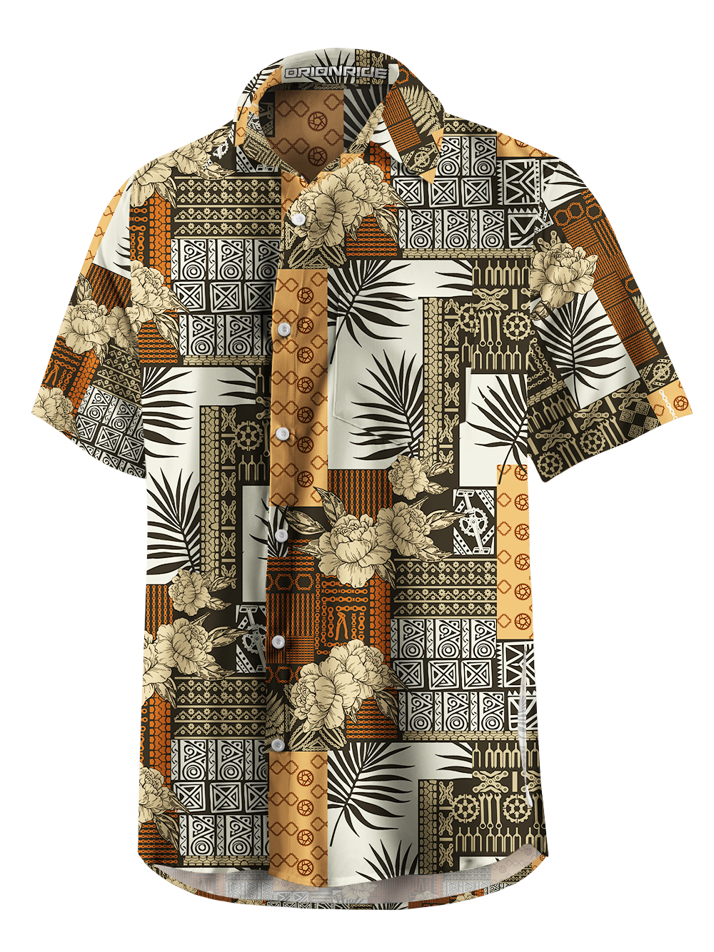 Orionride Hibiscus Totem Zipper Pockets Ultra Lightweight Short Sleeves Gravel Shirt