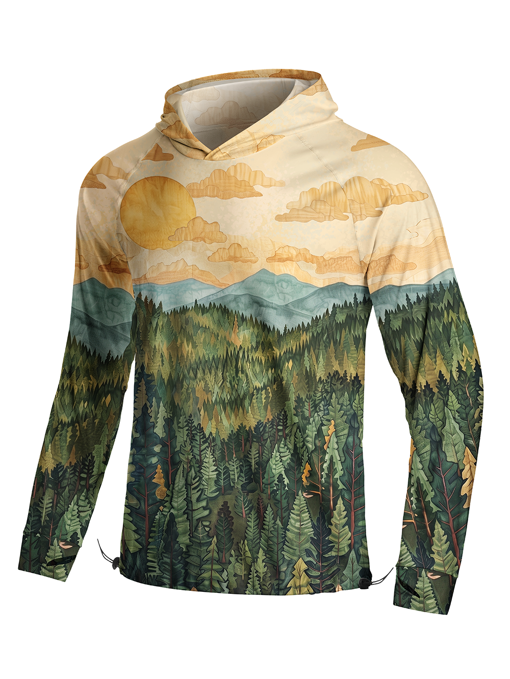 Orionride Forest Warm Sun Long Sleeve Cycling Hoodie Shirt