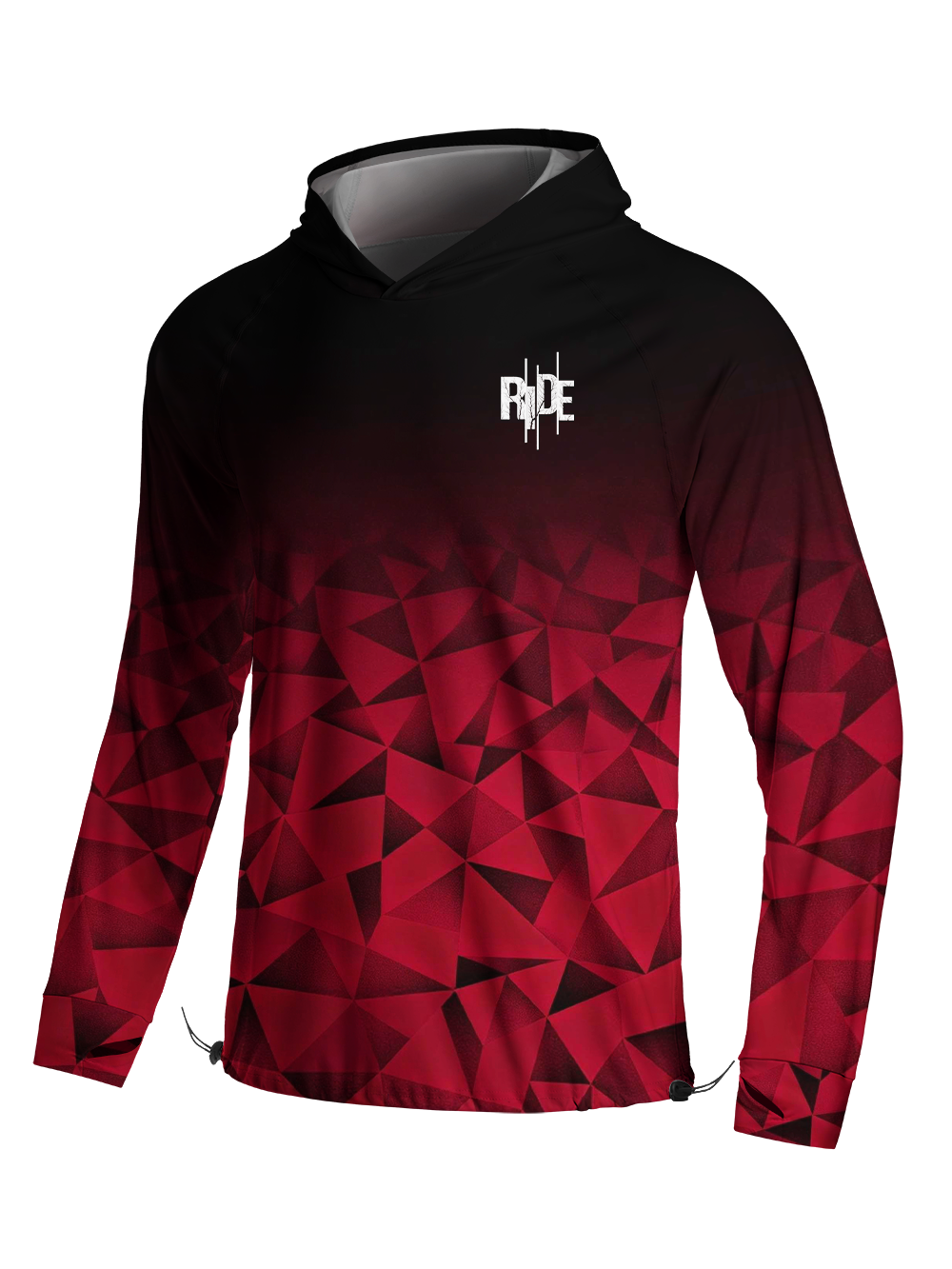 Orionride Red Gemstone Long Sleeve Cycling Hoodie Shirt