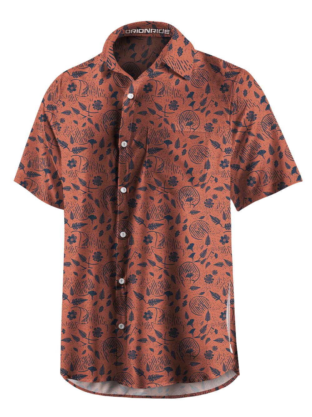 Orionride Plum Botanical Zipper Pockets Ultra Lightweight Short Sleeves Gravel Shirt