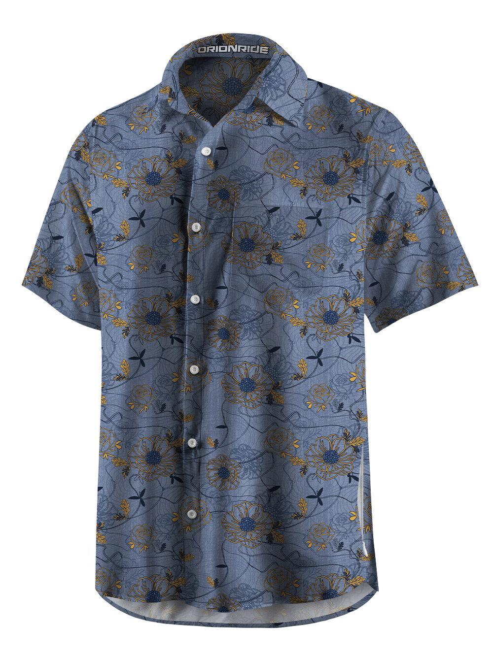 Orionride Gold Vine Bloom Zipper Pockets Ultra Lightweight Short Sleeves Gravel Shirt