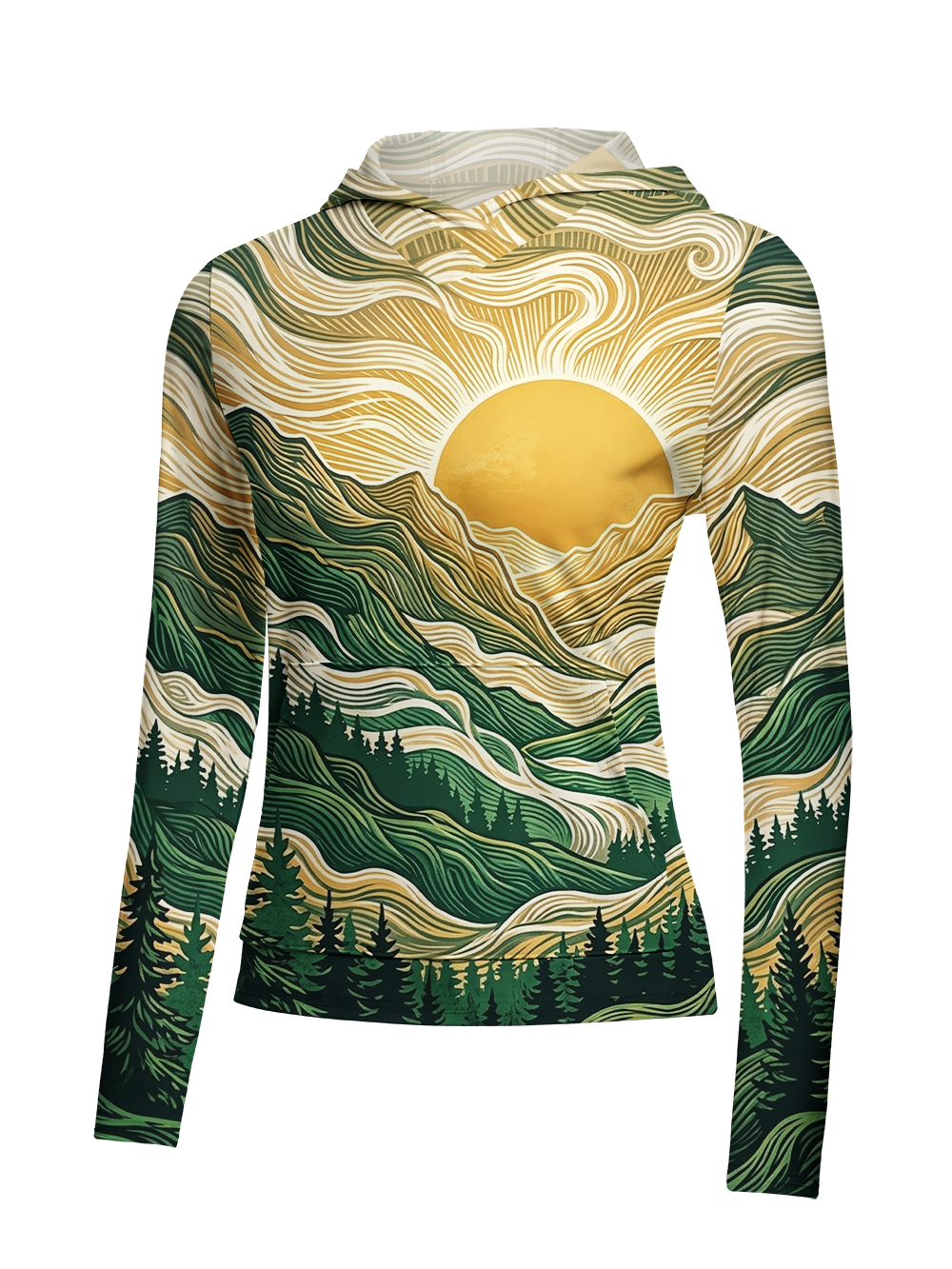 Orionride Sunlight On The Mountain Women's Long Sleeve Cycling Hoodie Shirt