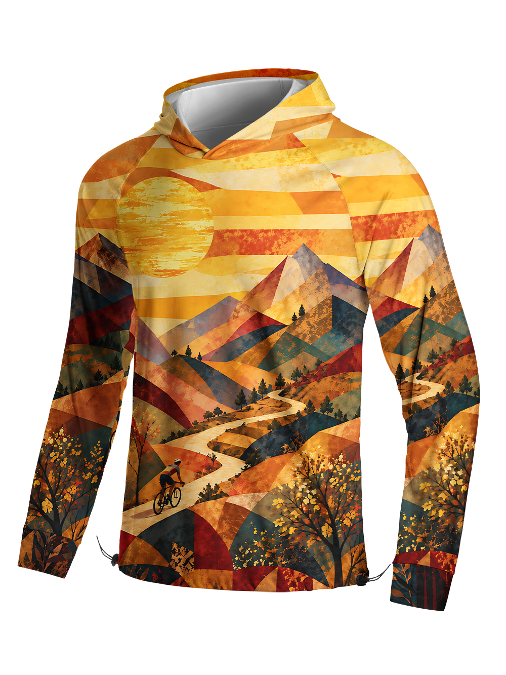 Orionride Paper Peaks Long Sleeve Cycling Hoodie Shirt