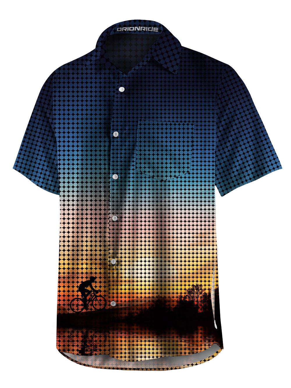 Orionride Sunset Halo Zipper Pockets Ultra Lightweight Short Sleeves Gravel Shirt