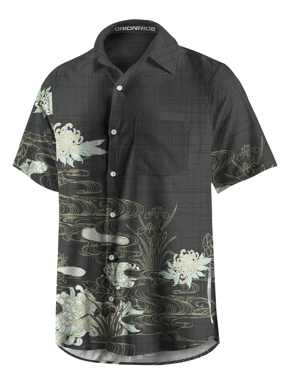Orionride Golden Chrysanthemum Zipper Pockets Ultra Lightweight Short Sleeves Gravel Shirt