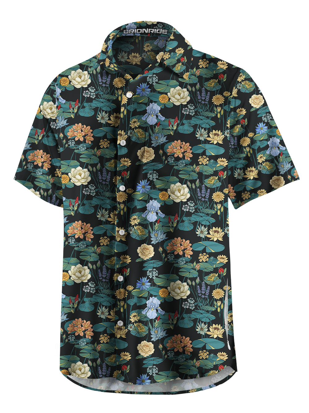 Orionride Lotus Pond Scenery Zipper Pockets Ultra Lightweight Short Sleeves Gravel Shirt