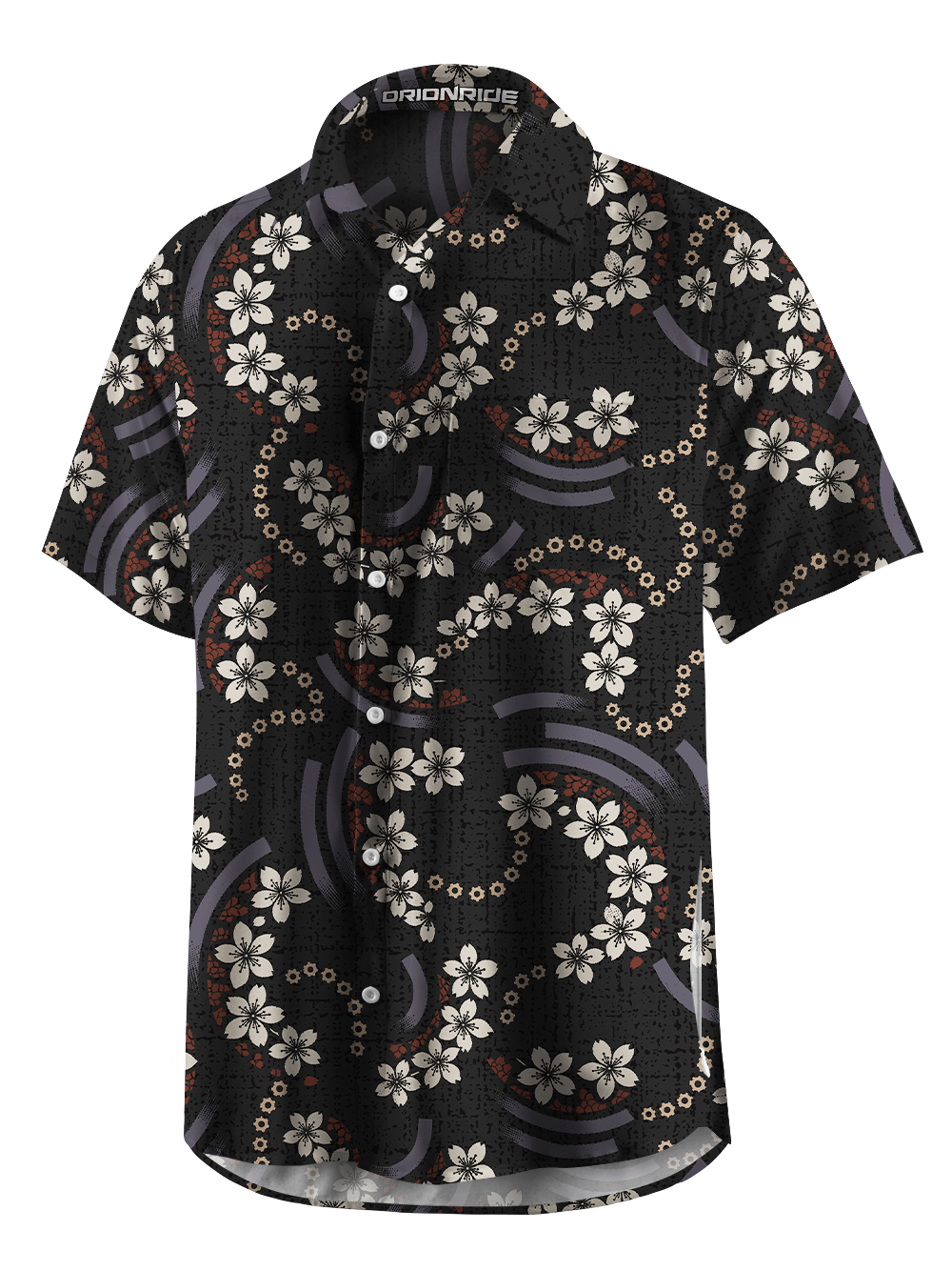 Orionride Sakura Pattern Zipper Pockets Ultra Lightweight Short Sleeves Gravel Shirt