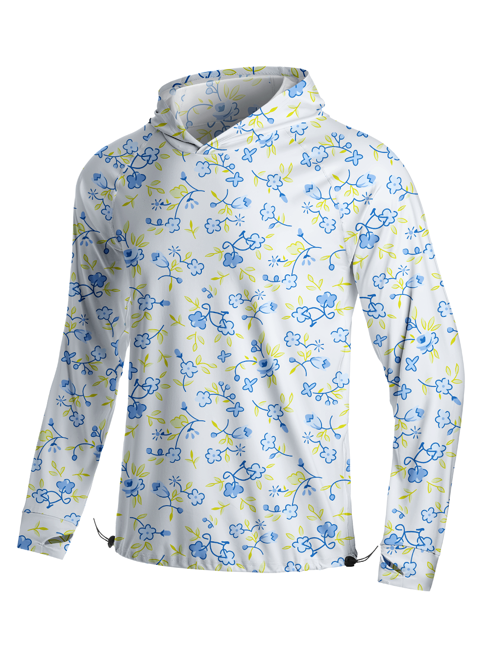 Orionride Blue Flower Bicycle Long Sleeve Cycling Hoodie Shirt