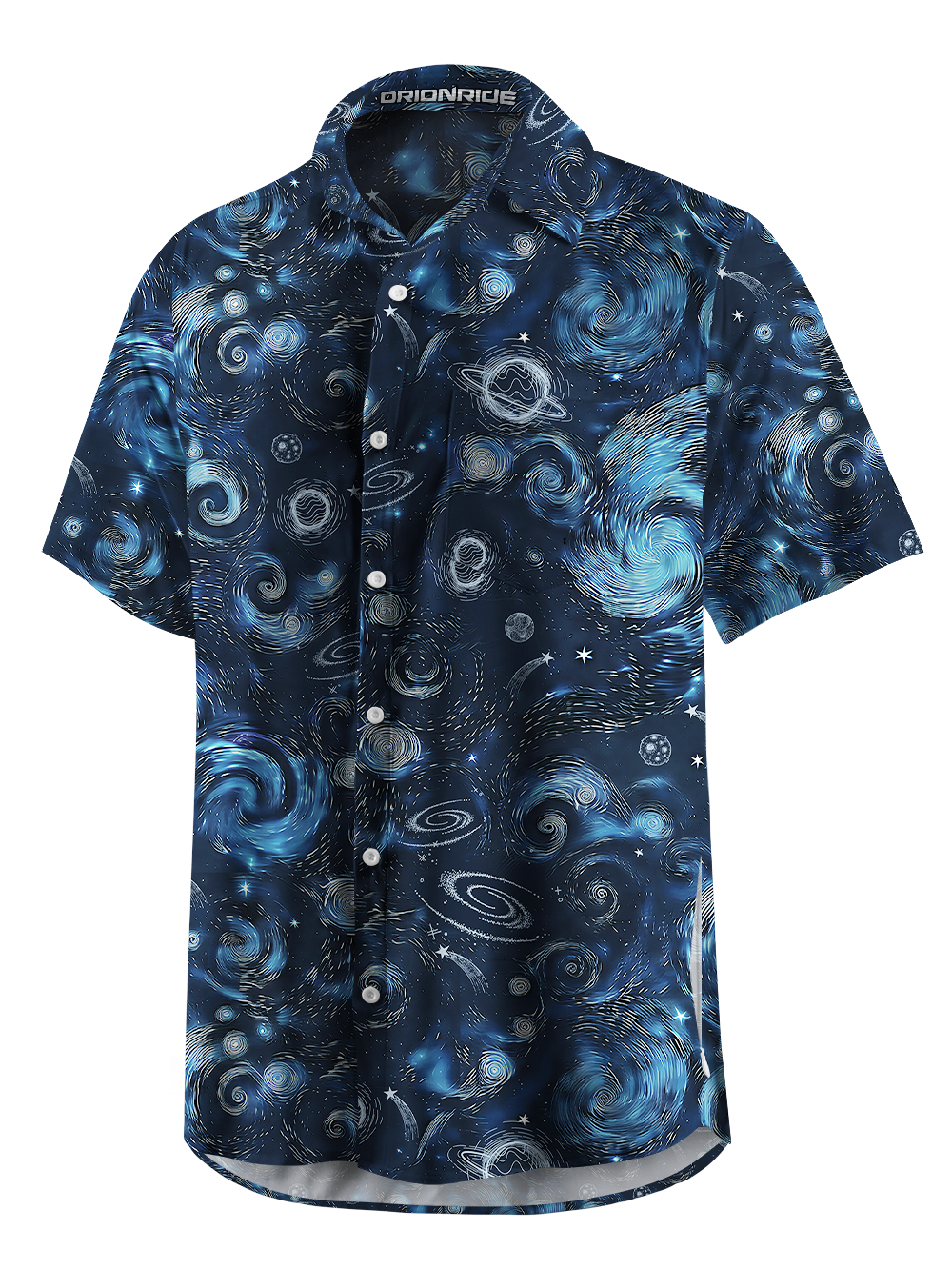 Orionride Vast Starry Sky Zipper Pockets Ultra Lightweight Short Sleeves Gravel Shirt