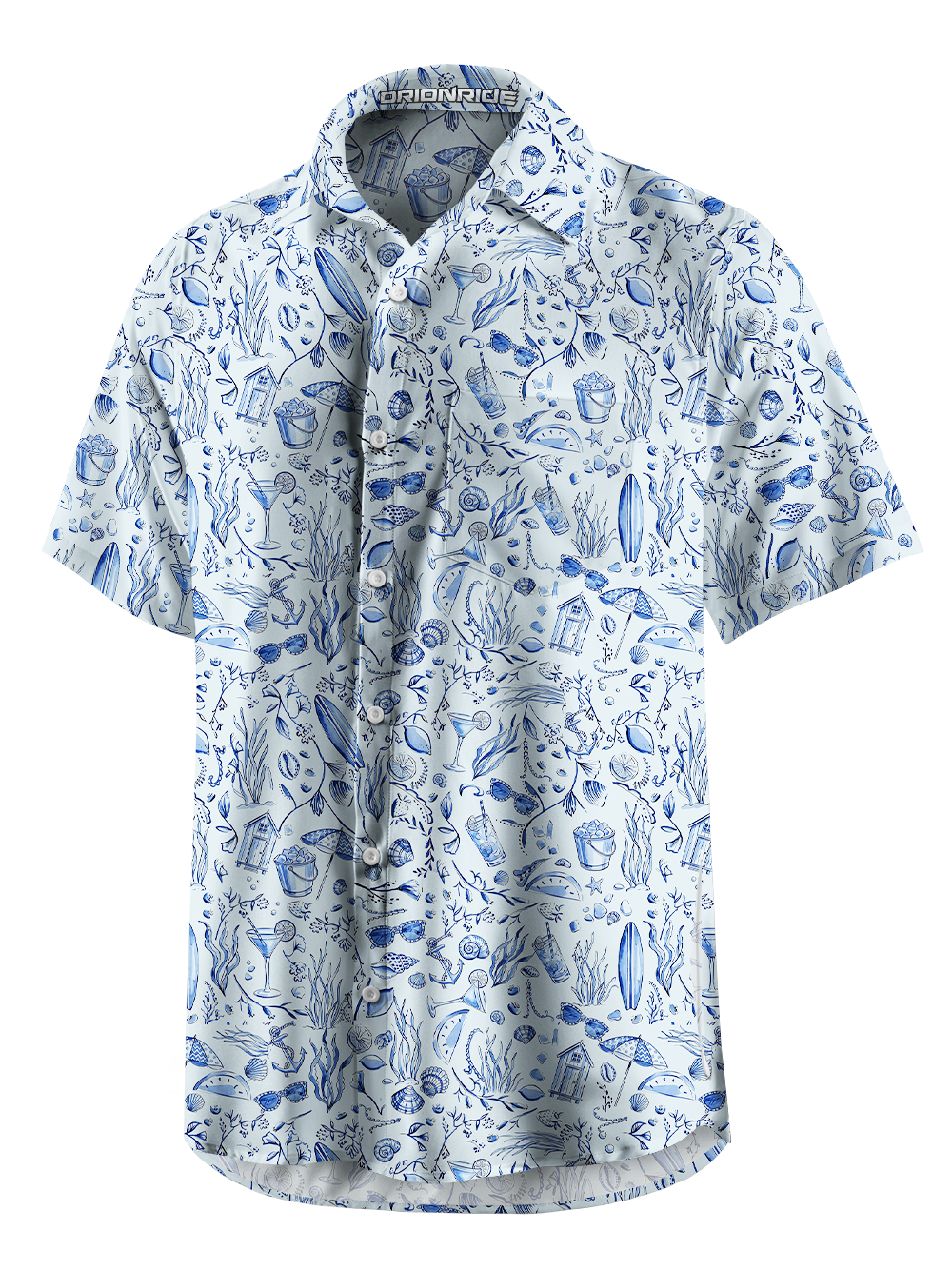 Orionride Ocean Picture Book Zipper Pockets Ultra Lightweight Short Sleeves Gravel Shirt