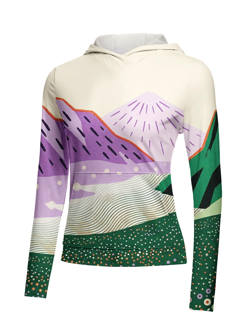 Orionride Velvet Mountain Flora Women's Long Sleeve Cycling Hoodie Shirt
