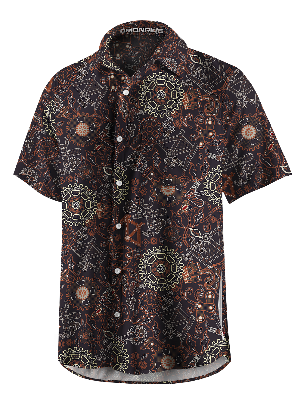 Orionride Batik Gears Zipper Pockets Ultra Lightweight Short Sleeves Gravel Shirt