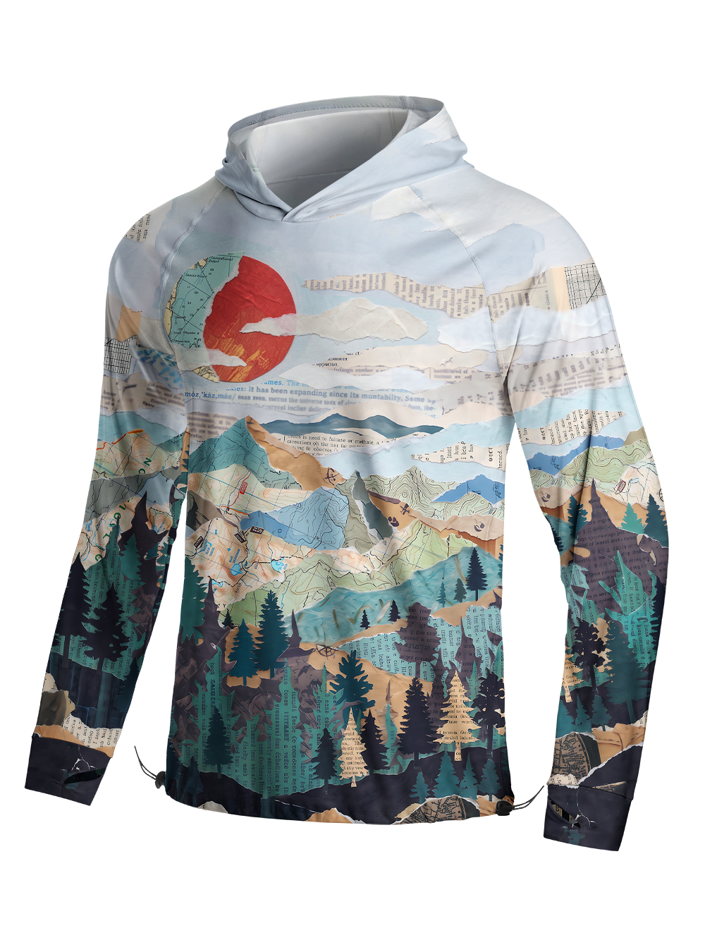 Orionride Paper Mountains Long Sleeve Cycling Hoodie Shirt
