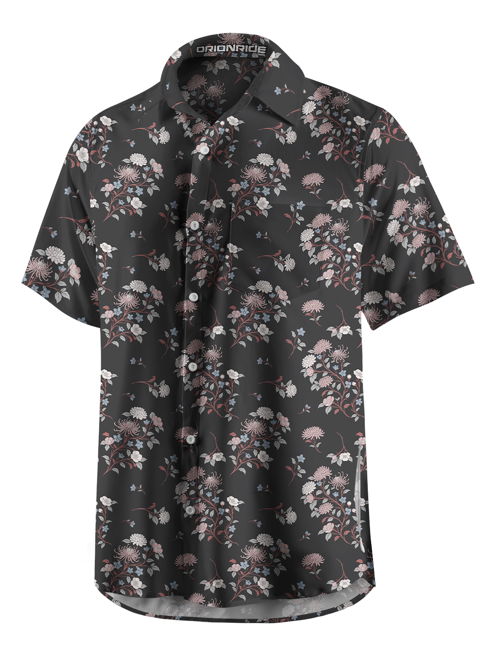 Orionride Japanese Bouquet Zipper Pockets Ultra Lightweight Short Sleeves Gravel Shirt