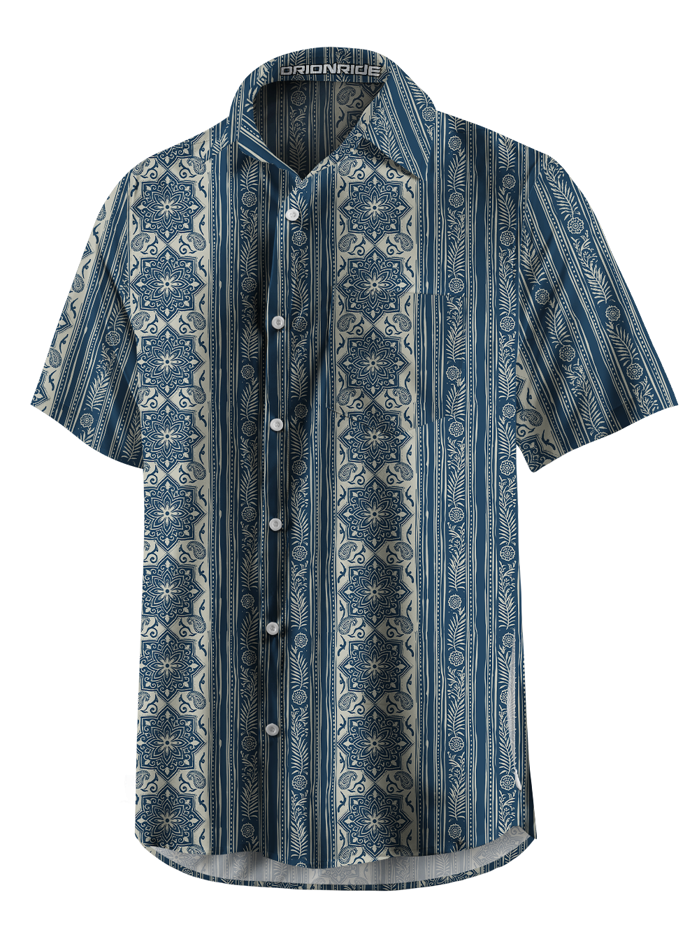 Orionride Indigo Pattern Zipper Pockets Ultra Lightweight Short Sleeves Gravel Shirt