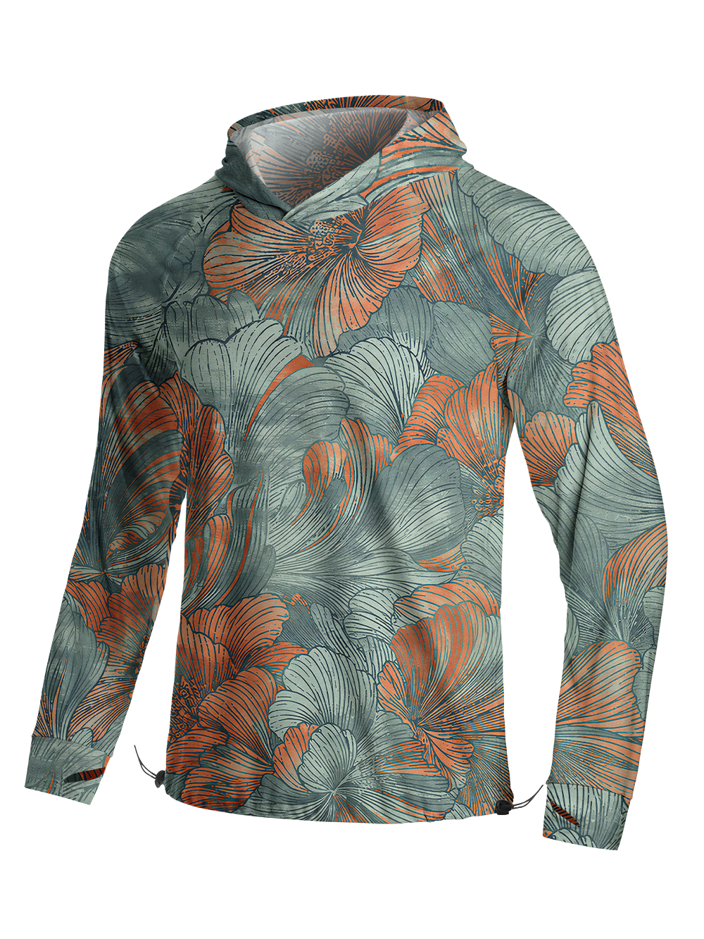 Orionride Peony With Lines Long Sleeve Cycling Hoodie Shirt
