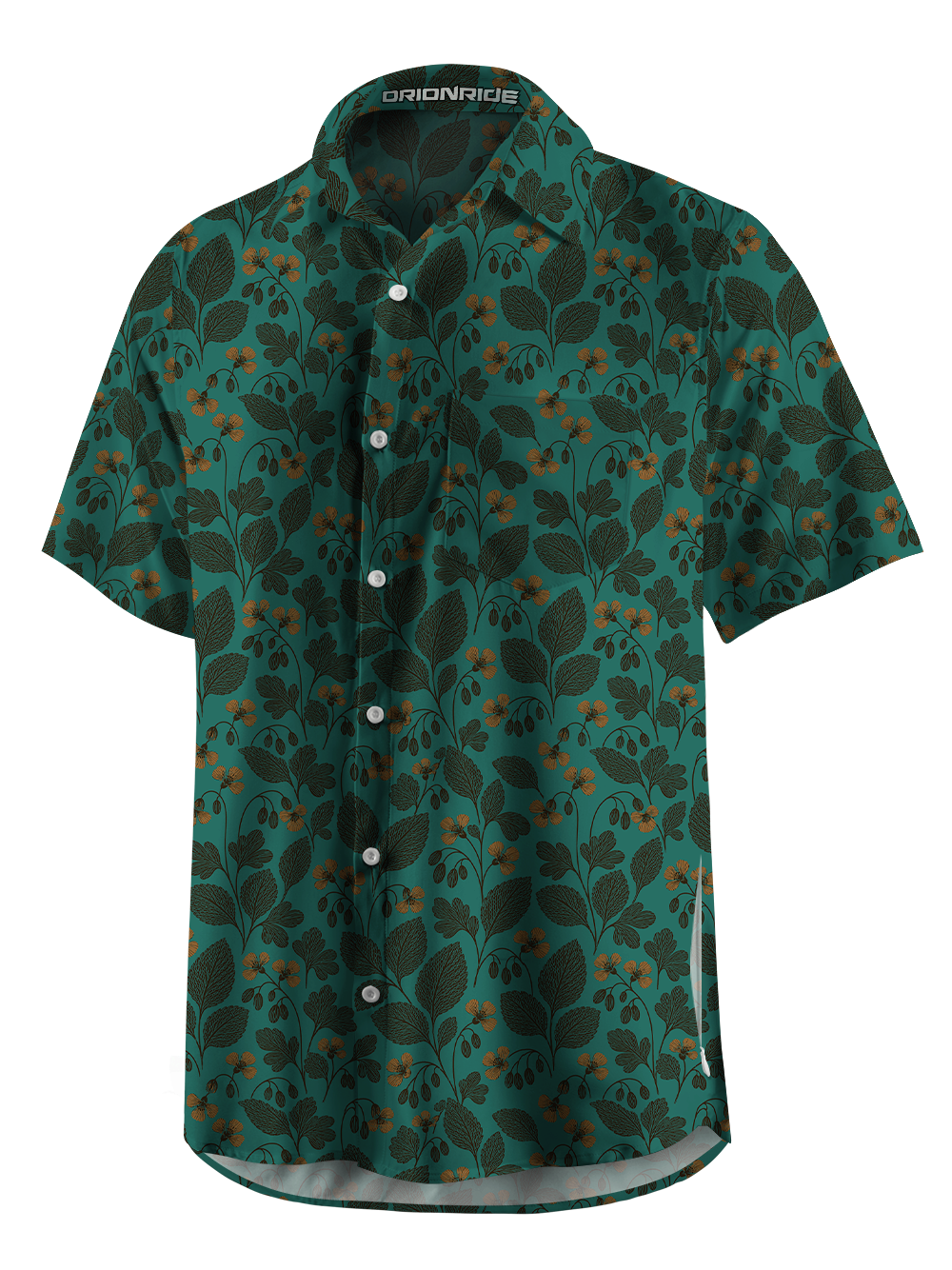Orionride Vintage Botanical Zipper Pockets Ultra Lightweight Short Sleeves Gravel Shirt