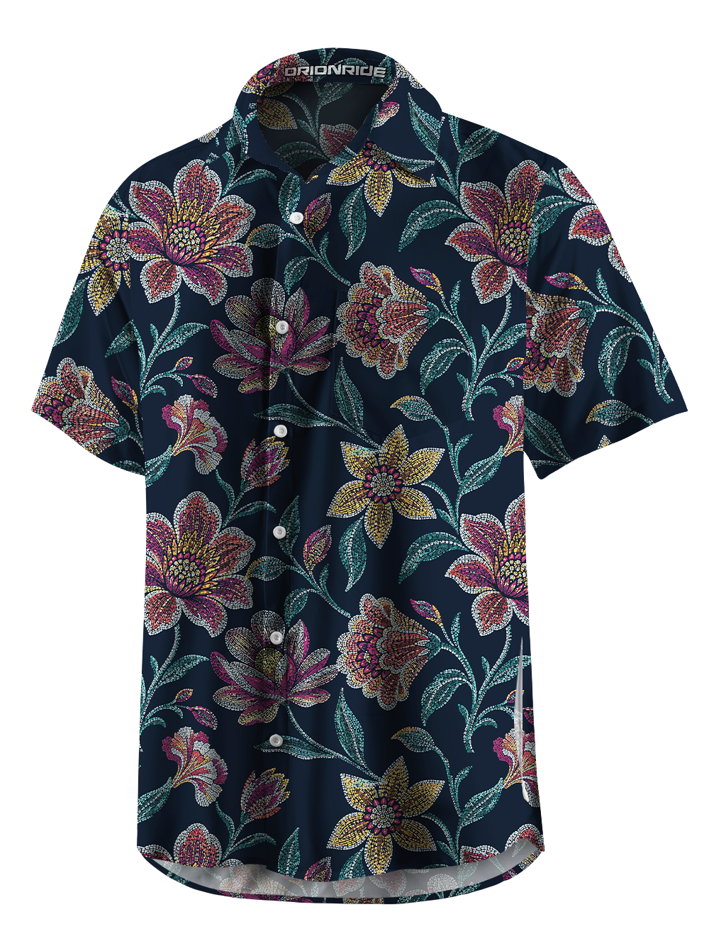 Orionride Beaded Floral Zipper Pockets Ultra Lightweight Short Sleeves Gravel Shirt