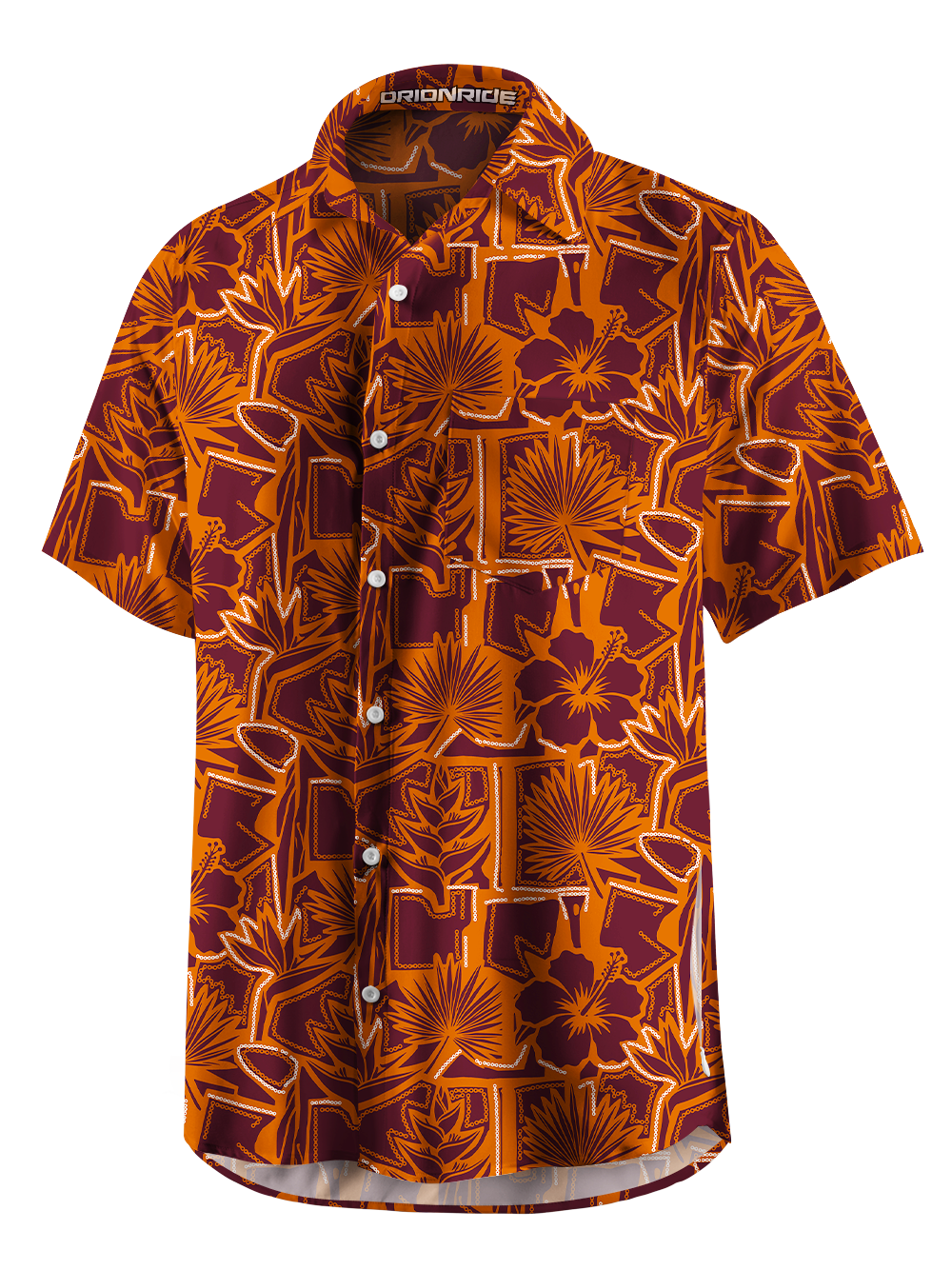Orionride Geometry Hawaii Zipper Pockets Ultra Lightweight Short Sleeves Gravel Shirt