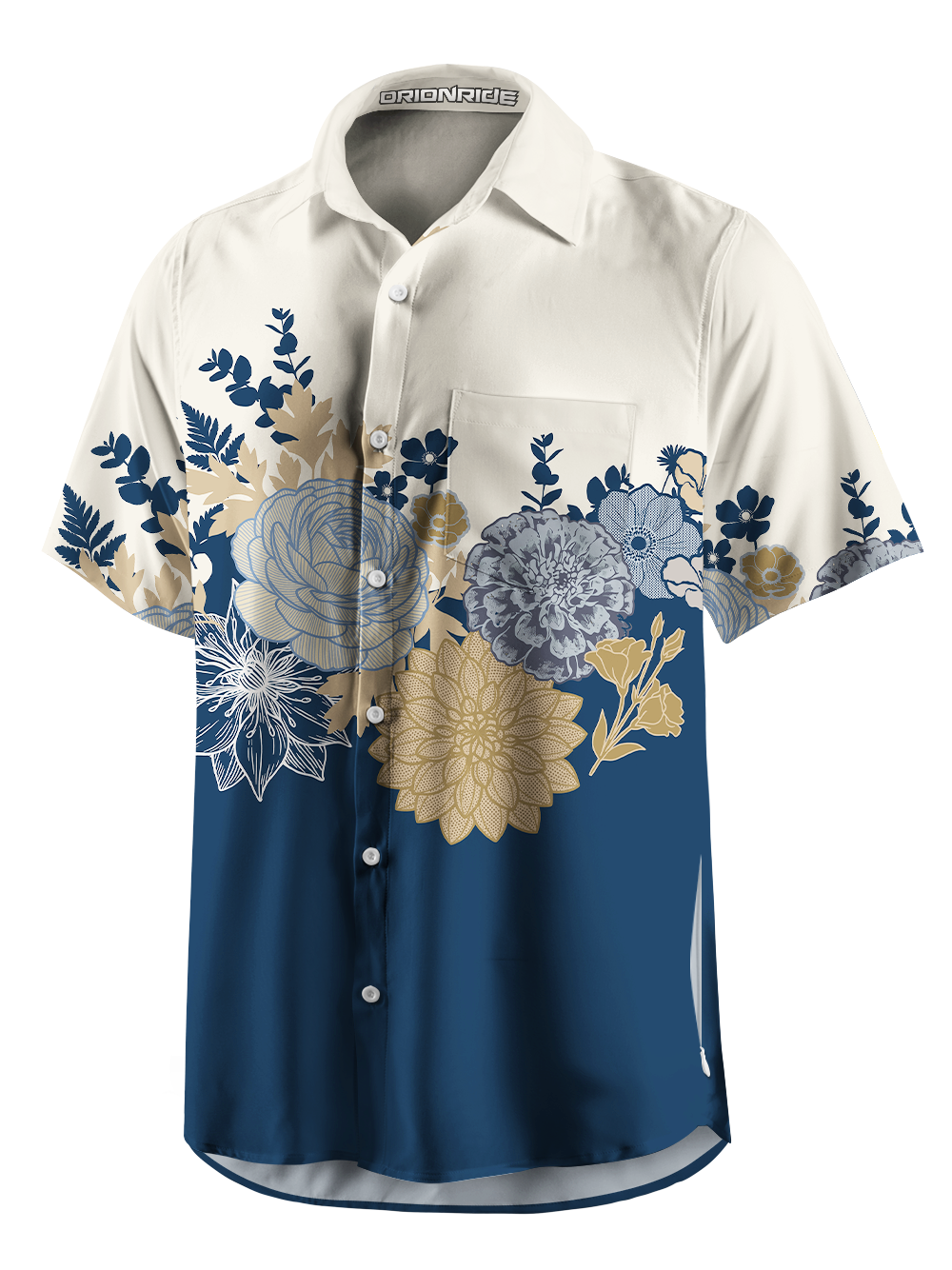 Orionride Grey Hydrangea Zipper Pockets Ultra Lightweight Short Sleeves Gravel Shirt