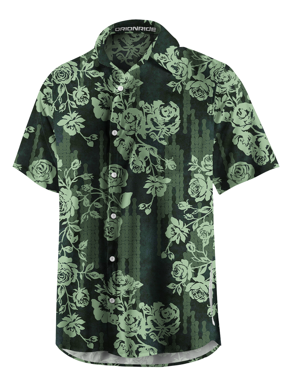 Orionride Green Rose Zipper Pockets Ultra Lightweight Short Sleeves Gravel Shirt