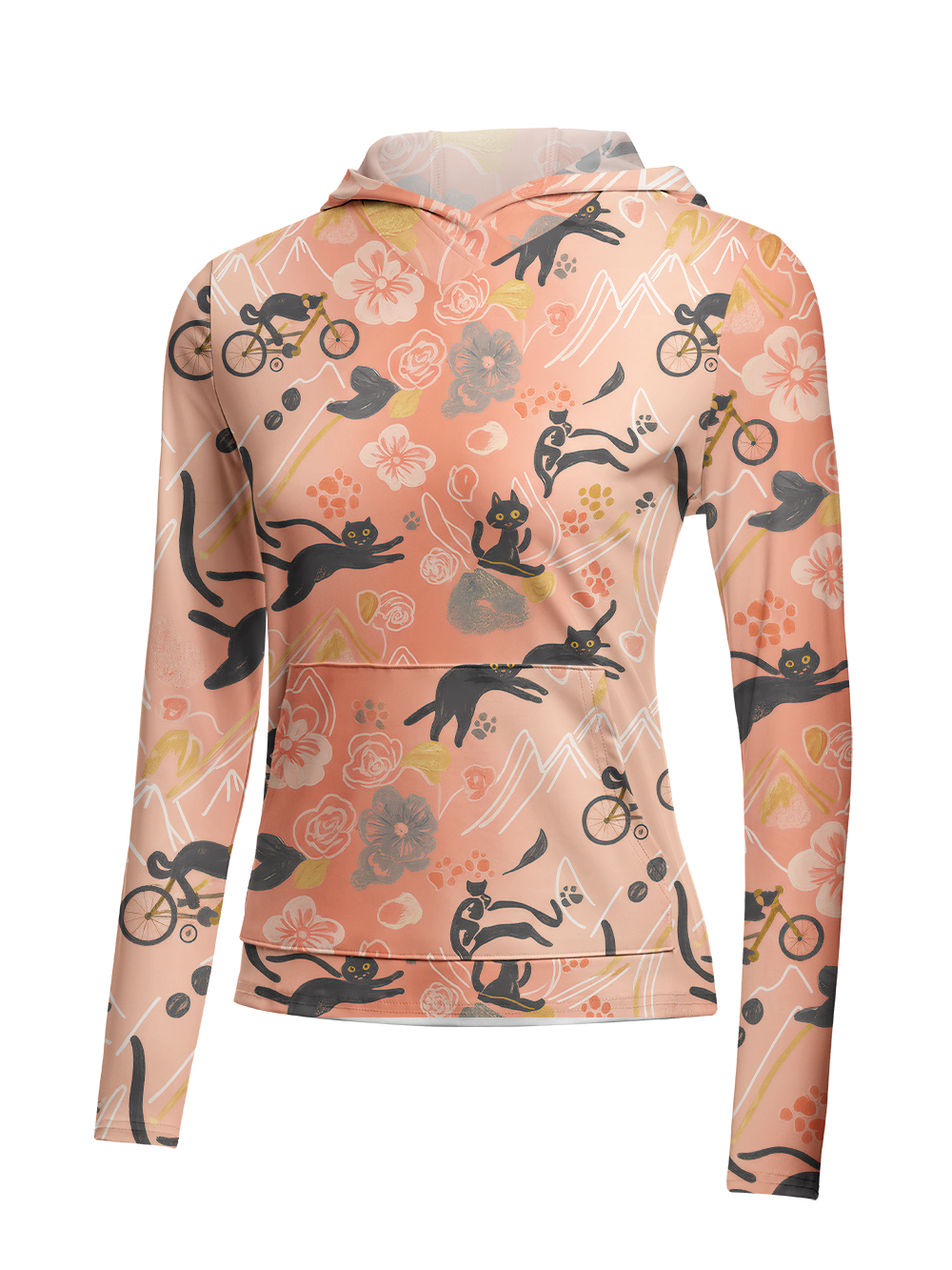 Orionride Leisurely Cat Women's Long Sleeve Cycling Hoodie Shirt