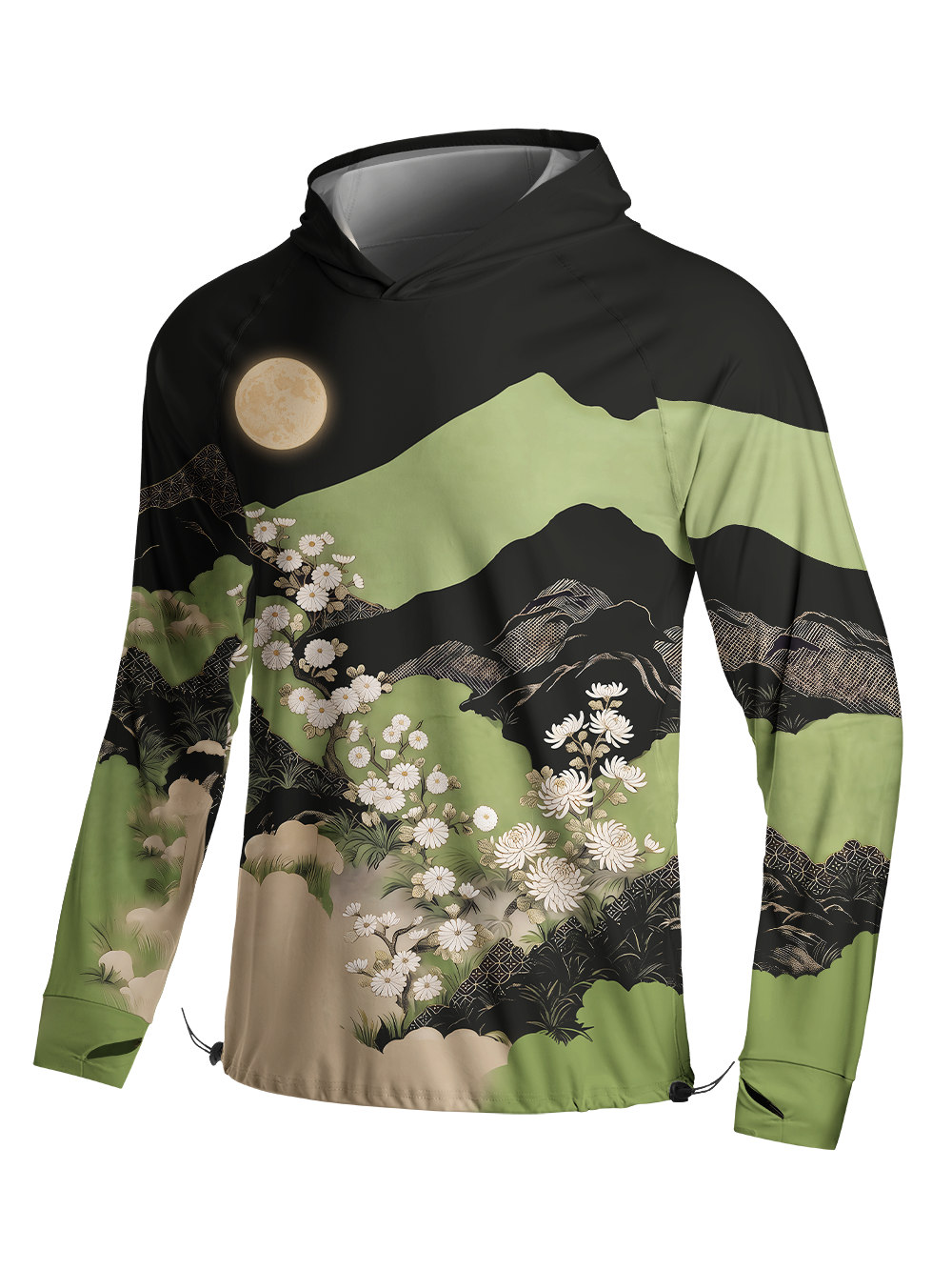 Orionride Night Mountain Flow Long Sleeve Cycling Hoodie Shirt