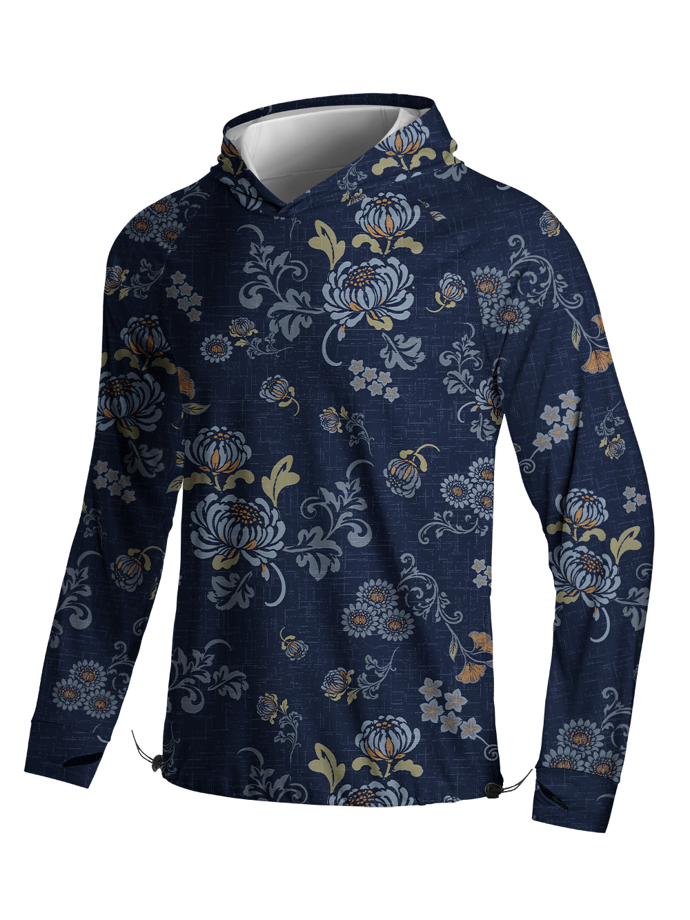 Orionride Dark Floral Weave Long Sleeve Cycling Hoodie Shirt