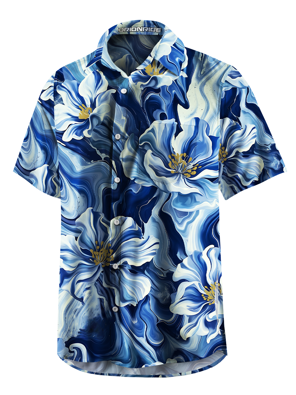 Orionride Fluid Blossoms Zipper Pockets Ultra Lightweight Short Sleeves Gravel Shirt