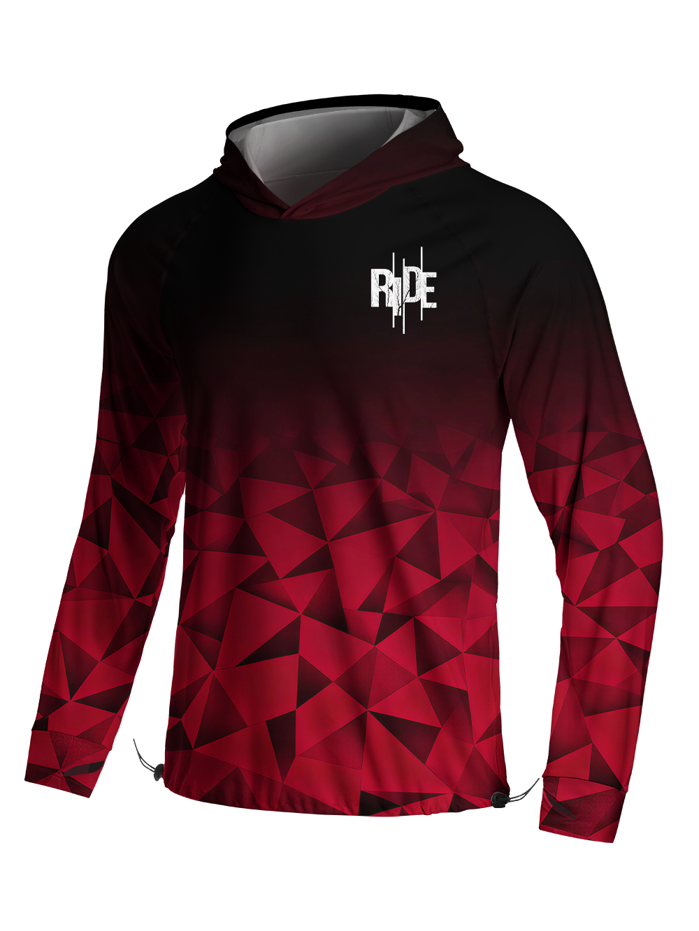 Orionride Red Gemstone Long Sleeve Cycling Hoodie Shirt