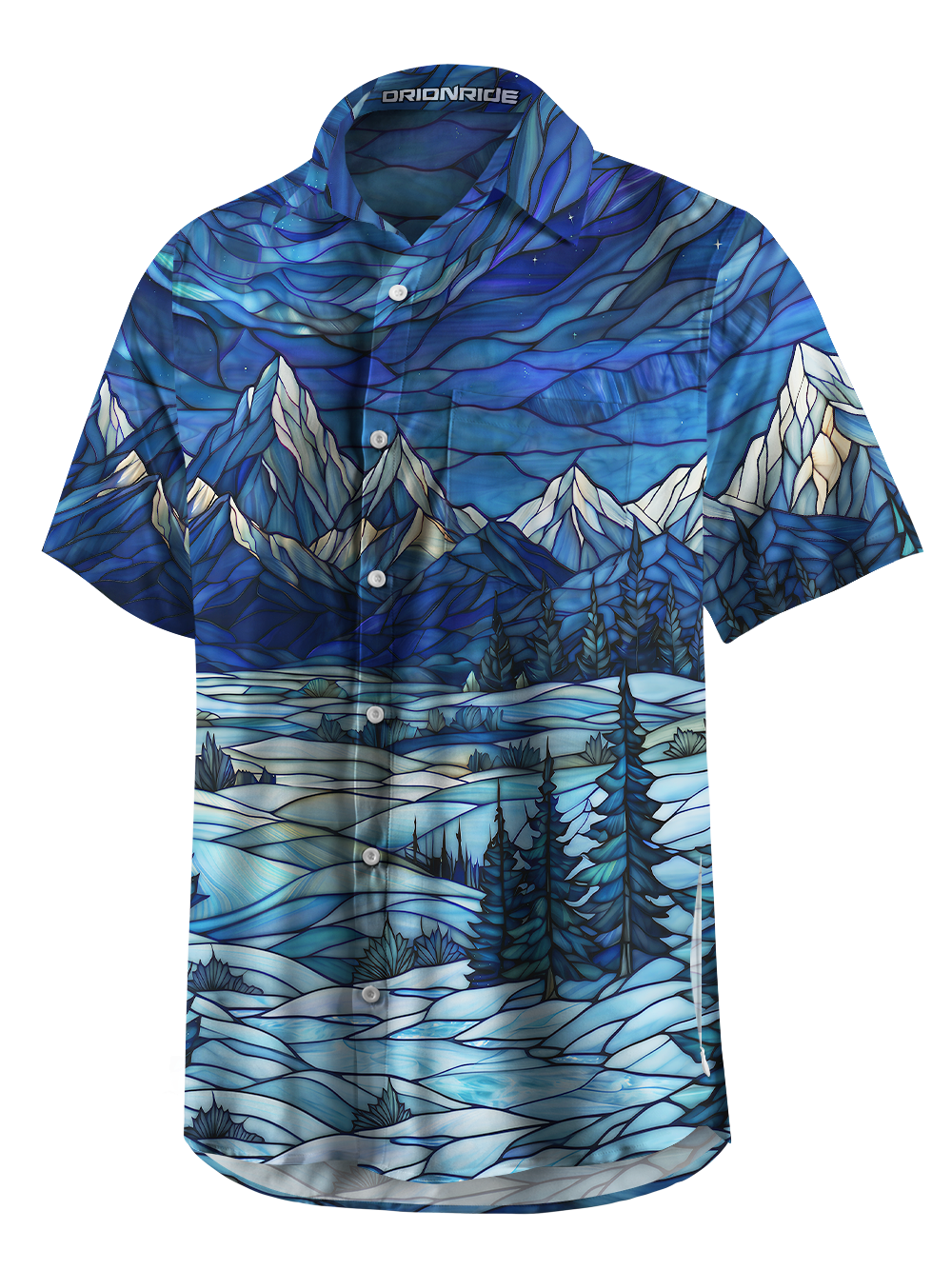 Orionride Blue Glass Winter Zipper Pockets Ultra Lightweight Short Sleeves Gravel Shirt