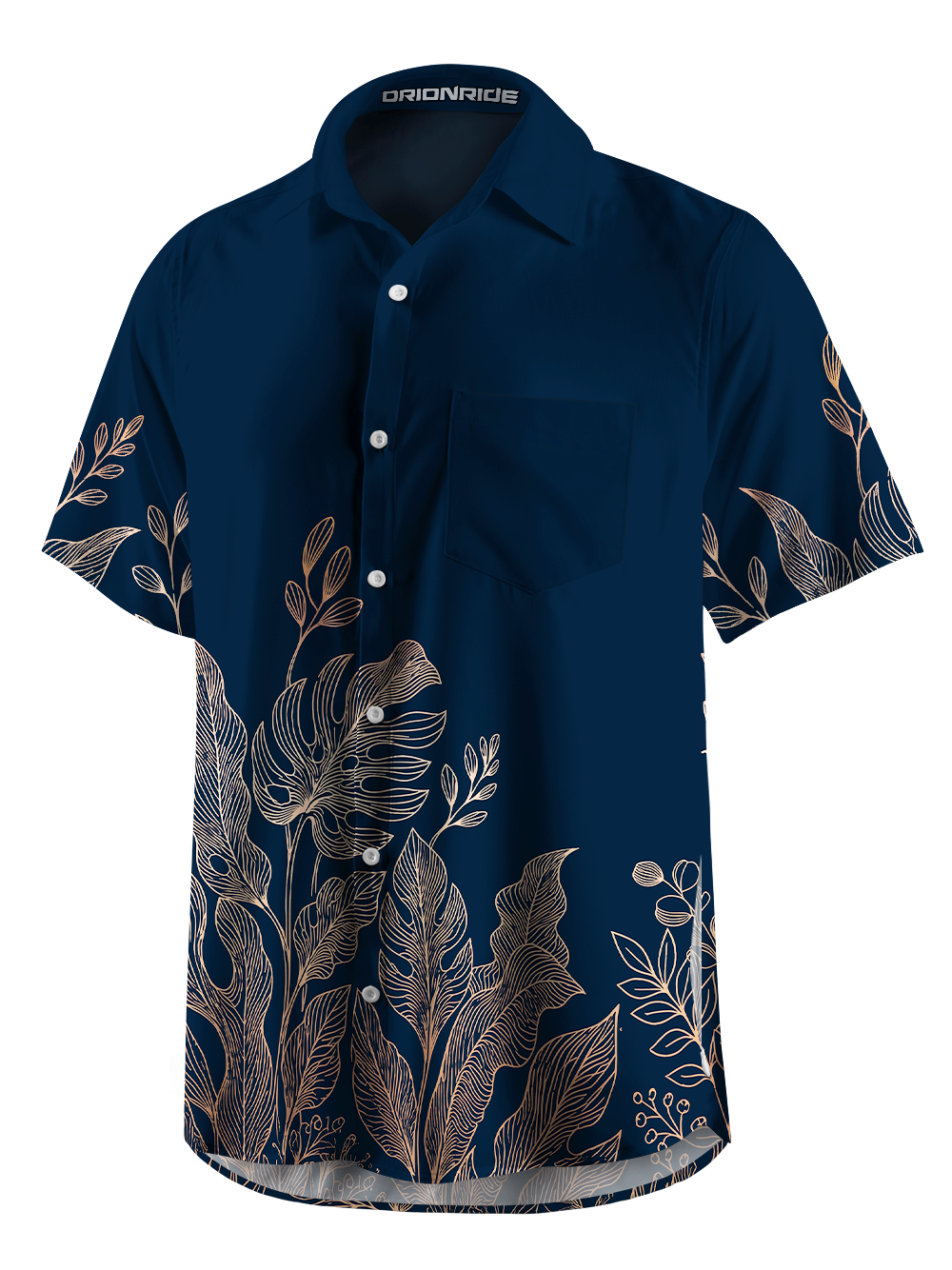 Orionride Night Gold Plant Zipper Pockets Ultra Lightweight Short Sleeves Gravel Shirt