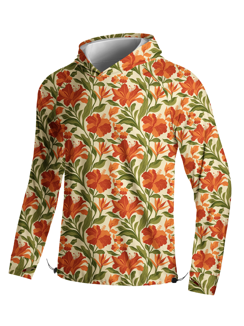 Orionride Tropical Bloom Long Sleeve Cycling Hoodie Shirt