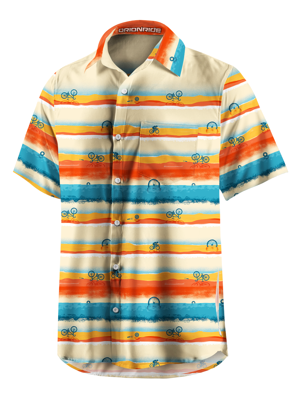 Orionride Sunset Skyline Zipper Pockets Ultra Lightweight Short Sleeves Gravel Shirt
