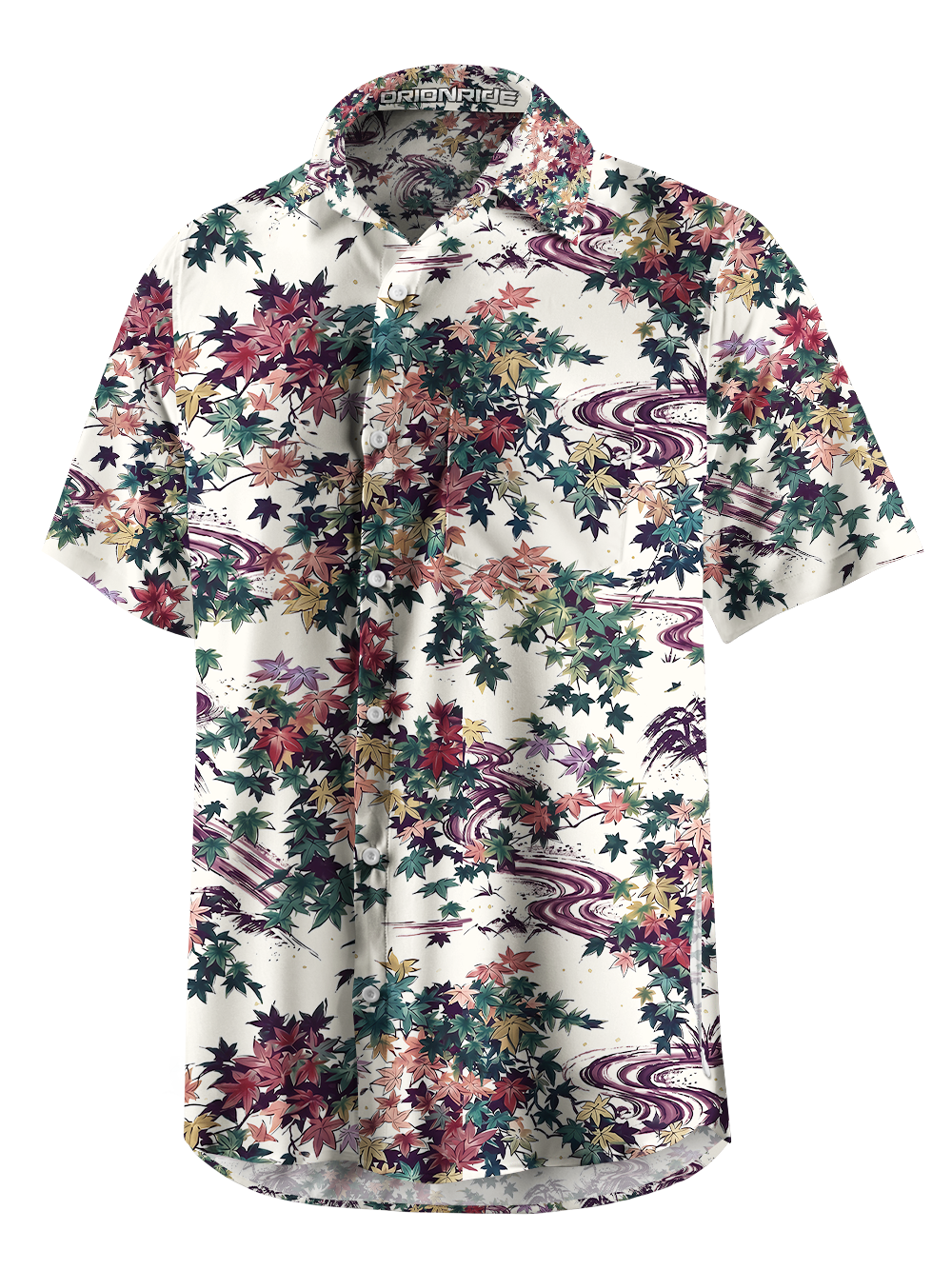 Orionride Maple Leaves Zipper Pockets Ultra Lightweight Short Sleeves Gravel Shirt