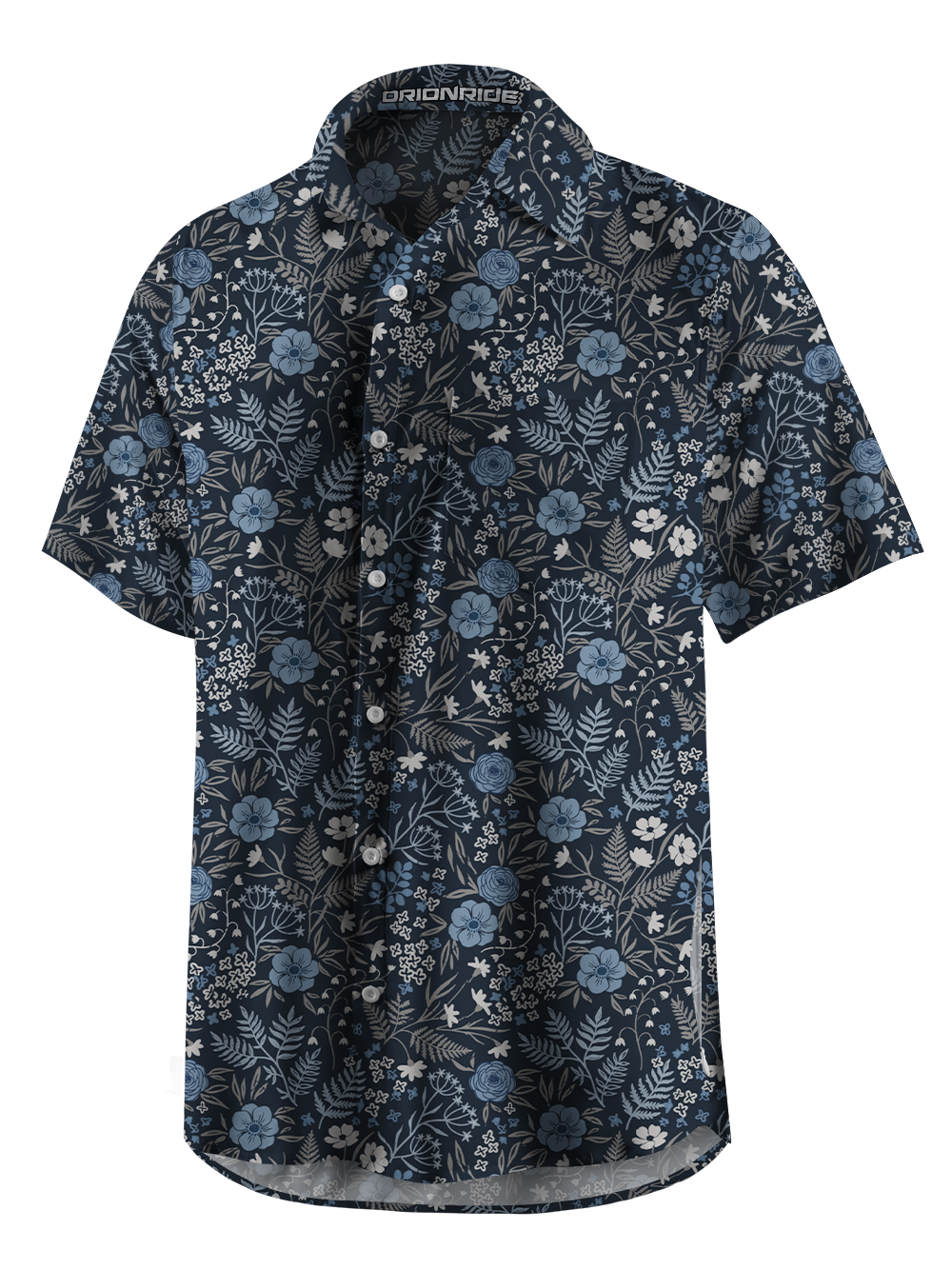 Orionride Midnight Florals Zipper Pockets Ultra Lightweight Short Sleeves Gravel Shirt