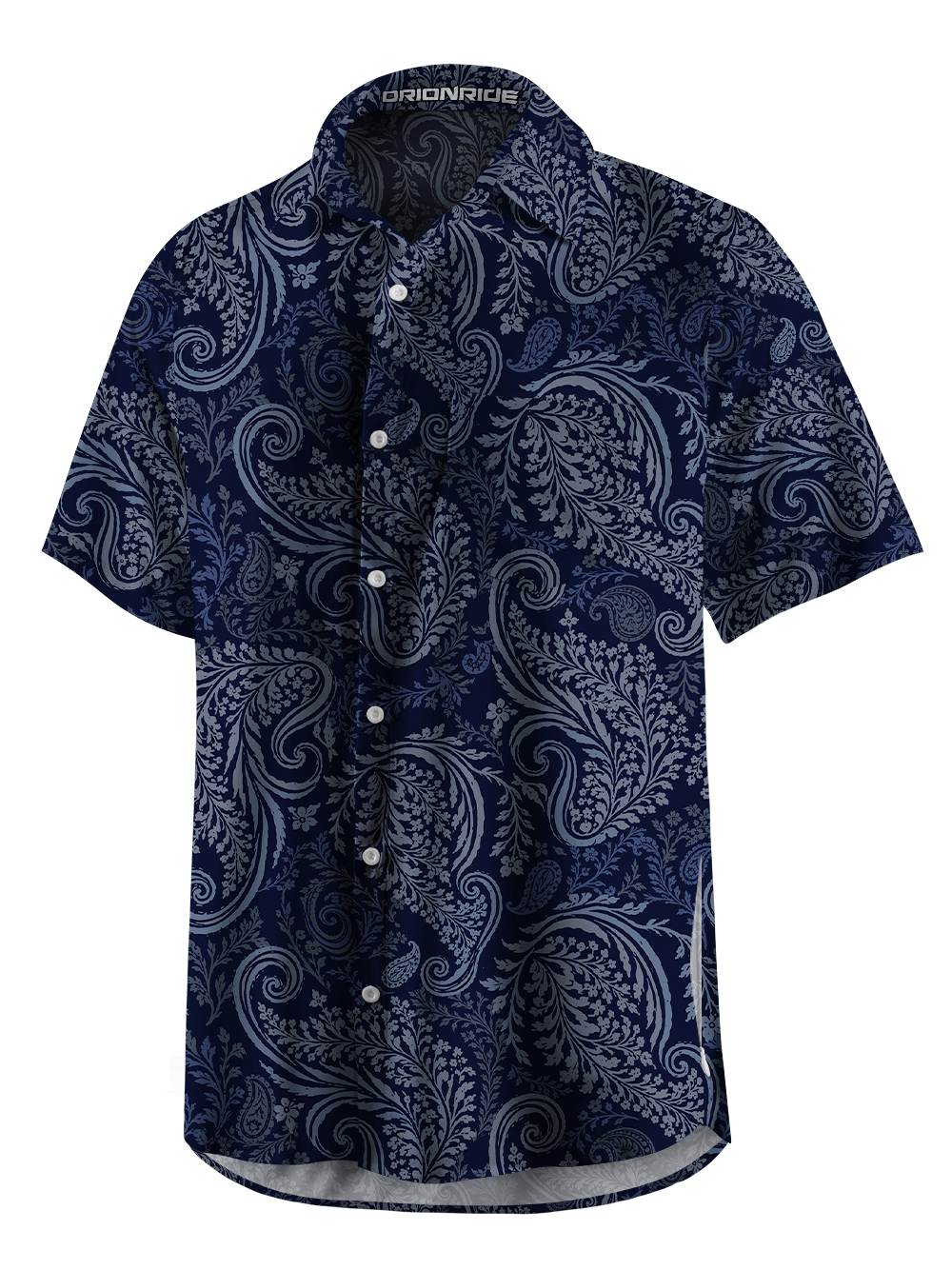 Orionride Blue Paisley Zipper Pockets Ultra Lightweight Short Sleeves Gravel Shirt
