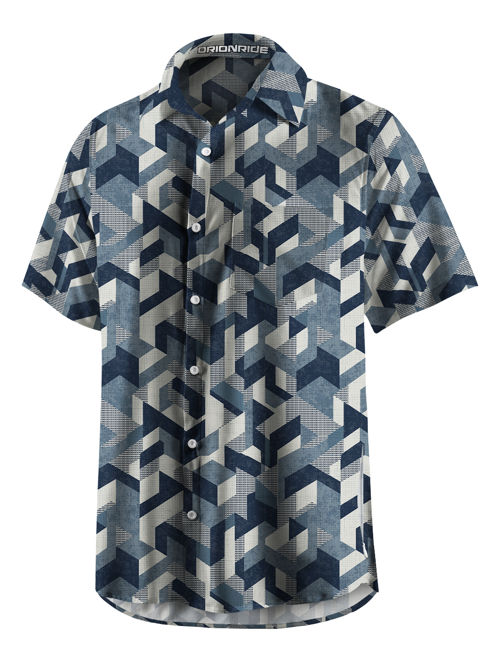 Orionride Geo Blocks Zipper Pockets Ultra Lightweight Short Sleeves Gravel Shirt