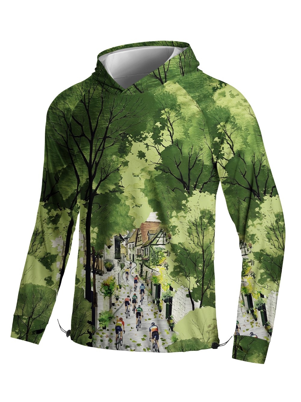 Orionride Green Trail Ride Long Sleeve Cycling Hoodie Shirt