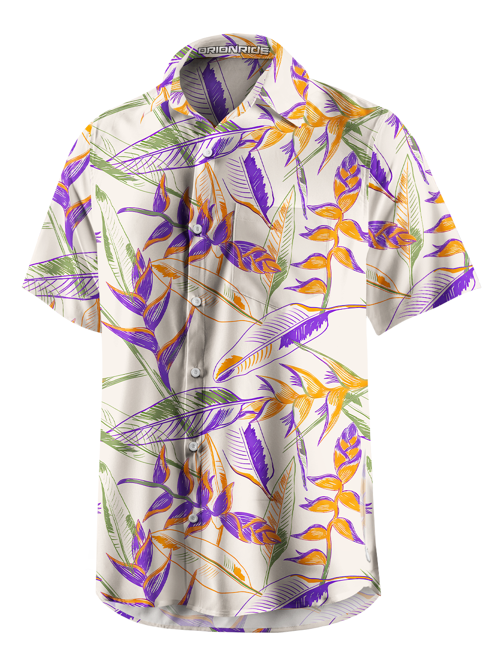 Orionride Tropical Palm Leaves Zipper Pockets Ultra Lightweight Short Sleeves Gravel Shirt