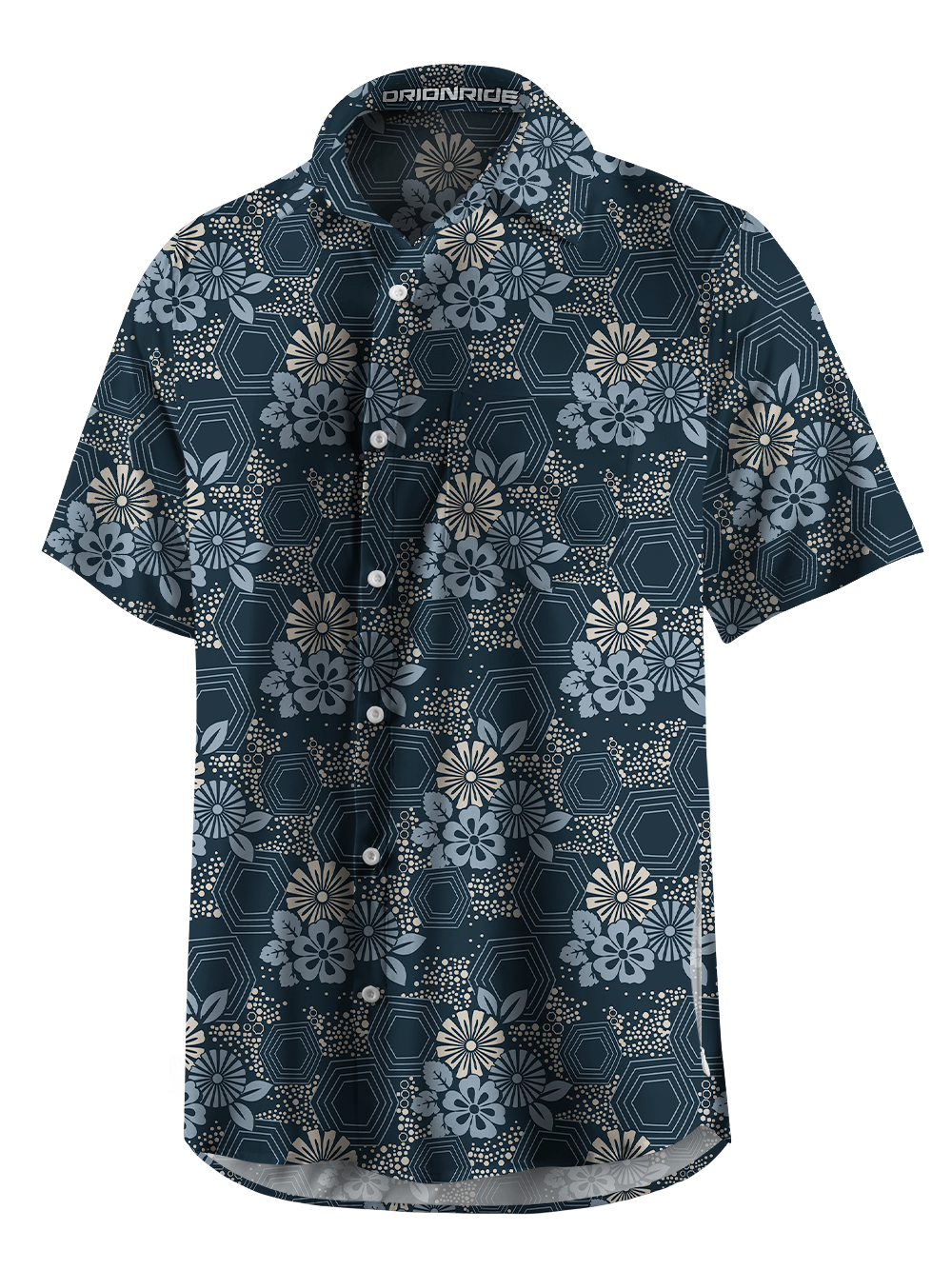 Orionride Geometric Night Bloom Zipper Pockets Ultra Lightweight Short Sleeves Gravel Shirt