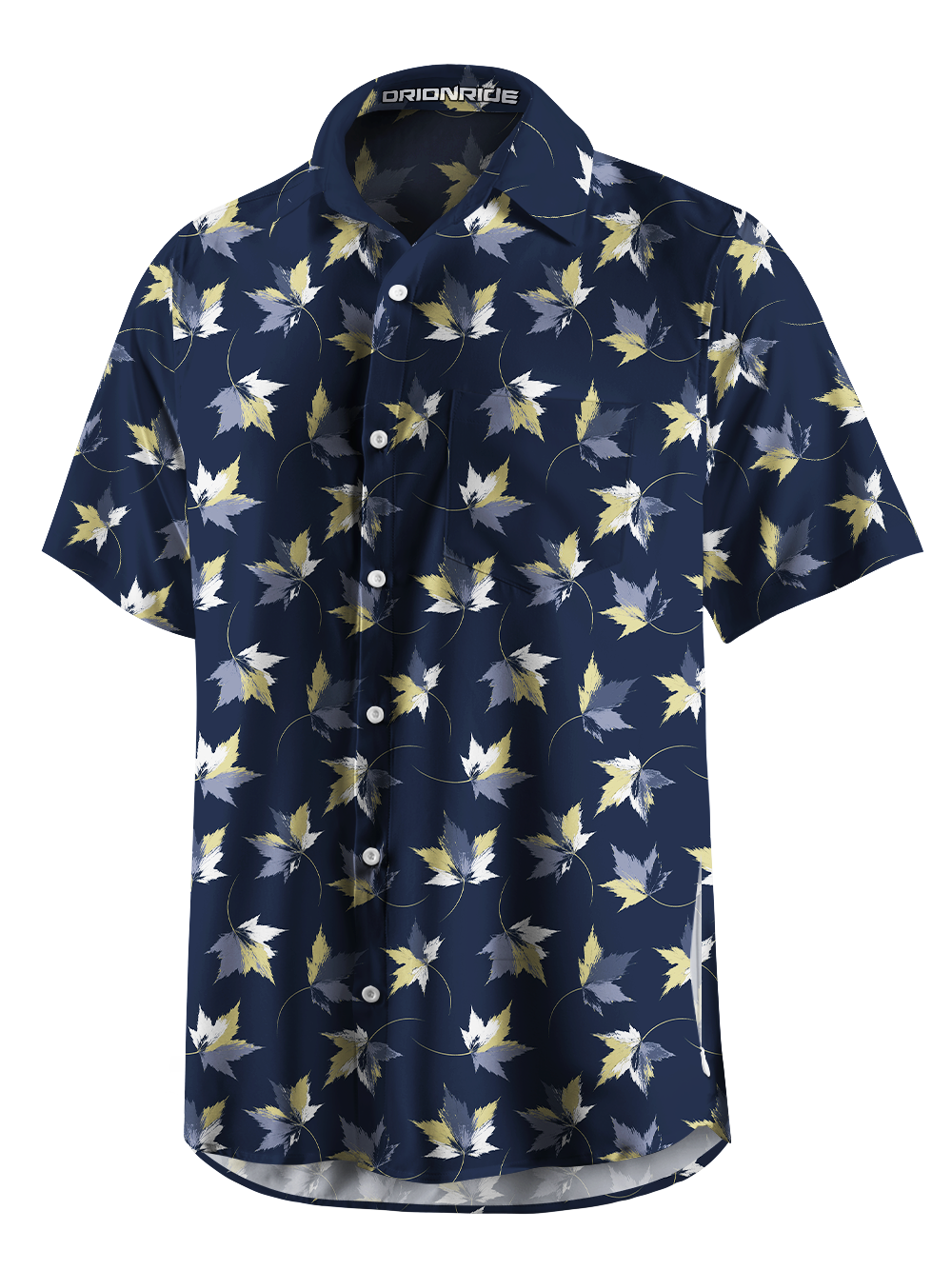 Orionride Dark Leaf Mosaic Zipper Pockets Ultra Lightweight Short Sleeves Gravel Shirt